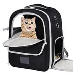 Qlfyuu Cat Carrier Backpack, Breathable Pet Carrier Backpack for Small Medium Cat Puppy, Pet Carrier Bag for Travel Walking Hiking Camping(Black)