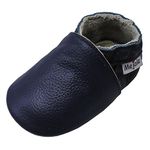 Mejale Baby Shoes Soft Soled Leather Moccasins Anti-Skid Infant Toddler Prewalker(3-6 Mo./4.7 in) Dark Blue