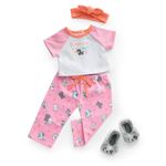 American Girl Truly Me 18-inch Doll Waking Up is Ruff PJs Outfit with Plush Slippers and Knotted Headband, for Ages 6+