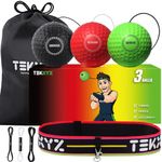 TEKXYZ Reaction Ball, 3 Different Boxing Reaction Ball with Headband, Softer Than Tennis Ball, Perfect for Reaction, Agility, Punching Speed, Fight Skill and Hand Eye Coordination Training