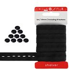 Shelver Elastic with Buttonhole for Sewing Adjustable Waistbands to Children's Trousers or Maternity Wear, Button Extenders with 10 Buttons