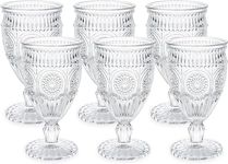 Kingrol 6 Pack 10oz Wine Glasses Goblets, 300ml Vintage Water Glasses, Romantic Mixed Drink Glasses for Party, Daily Use