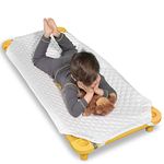 COTMAT Padded Cot Cover & Nap Mat for Daycare & Preschool Cots. Includes Elastic Corner Straps, Name Tag and Extra Padding for Soft Comfortable Naps. Cot Not Included. Washable, White, 51 x 23 Inches.