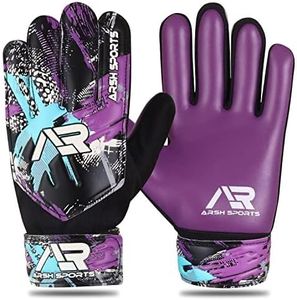 Arsh Sports Soccer Goalie Gloves,Football Goalkeeper Gloves for Kids Boys Youth Children Double Wrist Protection Along 4mm Super Grip Palm (Purple New, Size 6 Suitable for 13-15 Years)