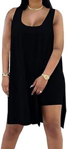 AXOSY Women's Plus Size 2 Piece Outfits Sleeveless Tunic Tops and Bodycon Biker Shorts Sets Tracksuits,Black,3X-Large