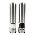 Salter 7722 SSTURA Electric Salt & Pepper Grinder Set - BPA-Free, Spice Mills, One Handed Operation, Battery Powered, 60g Salt Crystals/30g Peppercorns, Brushed Stainless Steel, For Arthritis Hands