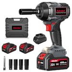 Adedad 1200N.m Power Impact Wrench, 886Ft-lbs 1/2 inch Impact Gun with 2x 4.0Ah Li-ion Batteries and Charger, 3 Variable Speeds High Torque cordless impact wrench for automotive and construction tasks