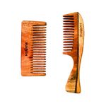 Houme Lily Handmade Comb for Hair Growth | Travel Friendly (Shampoo Comb and Wide Tooth, 2, count)