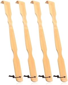 Renook Wooden Bamboo Back Scratcher, 4 PCS Polished Thick Extended Back scratchers for Adults Men Women Elderly, Large Long Handle Wood Massager Self-Treatment Back Itching Artifact