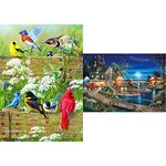 Buffalo Games 2496 Large-Piece Family Song Bird Menagerie, 300-Piece Jigsaw Puzzle and Buffalo Games - Days to Remember - Autumn Memories - 500 Piece Jigsaw Puzzle