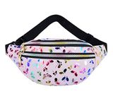 Estwell Bum Waist Bag for Women Girls Fashion PU Leather Waterproof Ladies Festival Fanny Pack Lightweight Hip Pouch Travel Holiday Waist Pack Shiny Bumbag