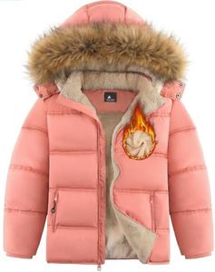 WENTTUO Girls Winter Coat Fleece Jacket Hooded Waterproof Puffer Outerwear Sherpa Lined Parka Thicken Down Warm Coats for Kids
