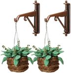 Odoria 1/12 Miniature Hanging Plants and Hook Hanger 2Pcs Mini Tiny Potted Plant Miniatures Dollhouse Decoration Accessories Doll House Accessory, Dark Green