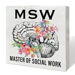 Master of Social Work Gifts, Thank You Appreciation Gifts for Social Worker, Graduation Gifts for Social Worker Birthday Christmas, MSW, Wooden Box Sign Office Desk Decor