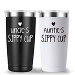 Mamihlap Uncle's and Auntie's Sippy Cup Travel Mug Tumbler.Uncle & Aunt Gifts.Birthday Fathers Mothers Christmas Day Gifts for Uncle and Auntie from Nephew and Niece.(20oz Black&White)