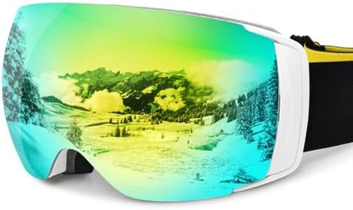 ORANZI Ski Goggles Men Women OTG Anti-Fog/Scratch 100% UV-Magnetic Lens-Snowboard Snow Goggles for Men & Women (A-white Frame Revo Gold Vlt 8%)