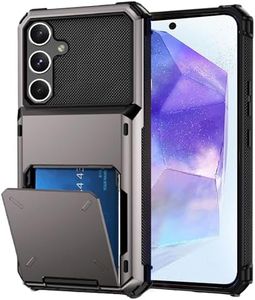 rojarou for Samsung A55 Case with Card Holder[Store 5 Cards] Wallet Case, Samsung Galaxy A55 Case with Hidden Card Slot Heavy Dual Layer Shockproof Protective Phone Case for Samsung A55 5G,Grey