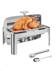 GAOMON 9QT Rectangular Roll Top Chafing Dish Buffet Set,Stainless Seel Chafing Dish Set,Catering Food Warmer with 1 Full Size Pans for Parties Catering