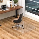 Tcyzest Tempered Glass Chair Mat 60" x 48" - 1/5" Thick, Heavy Duty, Anti-Slip Pads, for Office Chairs on Carpet or Hard Floorr with 4 Anti-Slip Pads, Rolling Glass Chair Mat