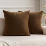 MIULEE Pack of 2 Velvet Pillow Covers Decorative Square Pillowcase Soft Solid Cushion Case for Sofa Bedroom Car 24 x 24 Inch 60 x 60 cm Chocolate