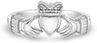 925 Sterling Silver Size 2-5 Unisex Irish Kid's Claddagh Ring Band for Children - Friendship Promise Heart and Crown Rings for Kids & Preteens - Young Boys & Girls Love Heart Claddagh Rings, Metal, No Gemstone