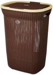 Amazon Brand - Solimo Knit Laundry Basket - Big - 55 Litres - 44 Cm X 35 Cm X 61 Cm | Dark Brown - Plastic