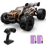 DEERC RC Car, Remote Control Monster Truck W/ 2 Batteries for 40 Min Play, All-Terrain 2.4GHz RTR Rock Crawler Toy Gift for Boys Girls Kids Beginners Orange
