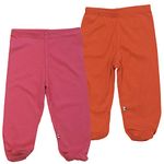 Babysoy Eco Footie Pants Unisex Pack of 2 (3-6 Months, Tomato + Rose)