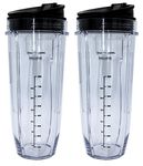 Blendin 32 Ounce Cup with Sip N Seal Lids - Replacement Jar Compaible with Nutri Ninja Auto-iQ 1000W and Duo Blenders - Premium Blender Cups Replacement (2 Pack)