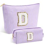 SEFORICO Initial Makeup Bags - Makeup Bag for Teen Girls Small Makeup Bag Toiletry Bag Cosmetic Travel Bag Teen Girl Gifts Teenage Gifts Birthday Gifts for Teen Girls Makeup Bag Organizer (Purple D)