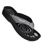 Aerosoft Glitter Orthotic Support Comfortable Flip Flops Sandals for Women (US 10, Glitter Grey), Glitter Grey, 8 UK