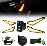 KEMIMOTO Triangle UTV Turn Signal Kit with Horn, and Integrated Switch, Pre-Wired, Plug and Play UTV ATV Blinker, Universal Street Legal Turn Signals Compatible with Polaris, Can-Am, Teryx, CFMOTO