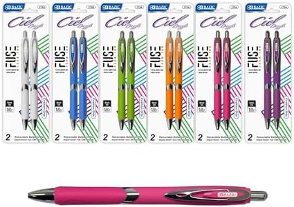 BAZIC Products Oil Gel Fuse Tech Ink Retractable Pen w/Rubberized Barrel & Metal Clip, Ciel 0.7 mm Medium Point Smooth Writing (2/Pack), 144-Packs
