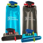 Collapsible Foldable Water Bottle Set of 4, Green Limitless Flexible Reusable BPA Free Water Bottles with Label Strip. Idea for Hiking Adventures Traveling Outdoor Sports