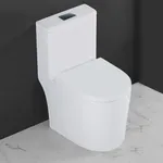 WinZo WZ5089WB Small Toilet One Piece Deisgn With Black Push Button Dual Flush,23 inch Length for Tiny Bathroom,White