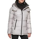 Kenneth Cole Women's Horizontal Zip Puffer Jacket, Soft Pearl, L