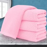 Bathroom Hand Towels Set of 4, Large 18" x 28" - 100% Cotton | Quick Dry | Light Weight | Thick | Soft | Absorption, Hand Towels for Bathroom, Bathroom Essentials Set, Baby Pink