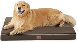 Bedsure Memory Foam Dog Bed for Extra Large Dogs - Orthopedic Waterproof Dog Bed for Crate with Removable Washable Cover and Nonskid Bottom - Plush Flannel Fleece Top Pet Bed, Brown