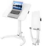 PrimeCables Premium Mobile Folding Standing Desk, Overbed Bed Table for Hospital Home Office with Wheels and Height Adjustable - Compact & Powerful