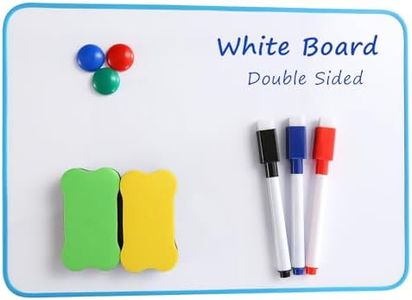 Set de pizarra blanca magnética - pizarra de rotulador formato A4 (30 x 21 cm) que incluye rotuladores borrables en seco, imanes y borrador de pizarra. Ideal para niños.