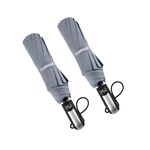 TradMall 2 Pack Travel Umbrella Windproof 46 Inches Large Canopy Reinforced Fiberglass Ribs Ergonomic Handle Auto Open & Close, Gray