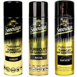 Sovereign Air Freshener 3 Pack - Sovereign Aerosols Turbojet Air Sanitiser Savage, Greed and Rada 500ml Each for Car, Home, and Office