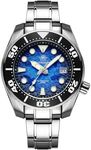 ADDIESDIVE Diver Watches for Men Automatic Watch 44.5mm Blue Dial with Water Ripples Design Water-Resistance 200M NH35A Steel Band