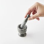 Dakorn Mortar and Pestle Set, Tiny Size 2 Inch Diameter, Palm Size, 100% Granite with Unpolished Inside