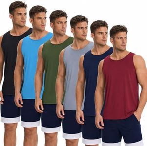OYGSieg 6 Pack Men's Quick Dry Workout Tank Tops Breathable Gym Sleeveless Muscle Shirts for Active Men SetA M