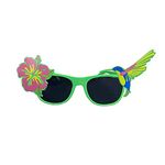 Lizzy Hawaiian Tropical Novelty Sunglasses with Dark Lenses | Summer Beach BBQ Fancy Dress Accessories (Green)