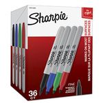 SHARPIE Permanent Markers, Fine Point, Assorted Colors, 36 Count, 1921559