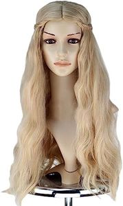 Angelaicos Womens Hippie Wigs Long Blonde Wig Fluffy Wavy Party Cosplay Wig