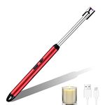 Light Arc, Electric Lighter, USB Rechargeable Electric LED Display Stick Lighter with Long Flexible Neck Suitable for Kitchen, Lights, Gas Stoves, Barbecue (Red)