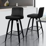 ALFORDSON Bar Stools 2Pcs Swivel Counter Stool 65cm Seat Height Kitchen Dining Chair Bar Chair with Footrest and Adjustable Leg levelers for Home Bar Dining Room